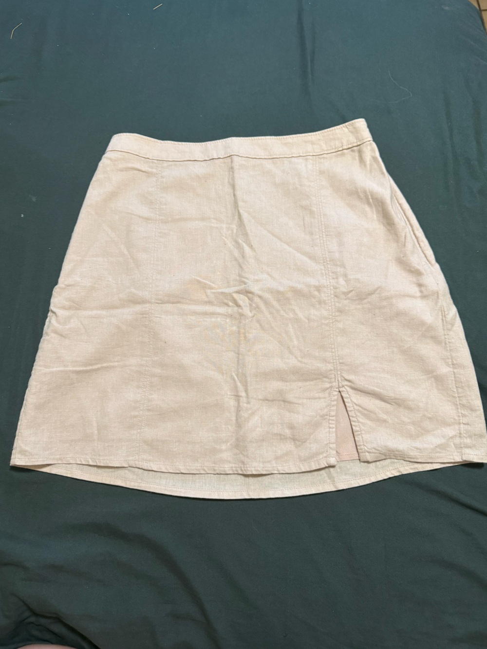 Abercrombie & Fitch Cream Linen-Blend Skort